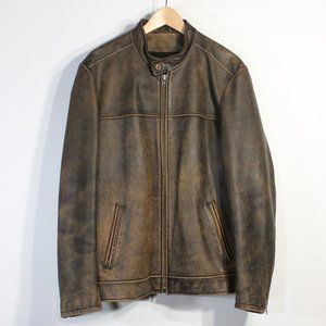 BKE 67 Leather Jacket Brown Men's Buckle Medium | Coat | Motorcycle | Bi…